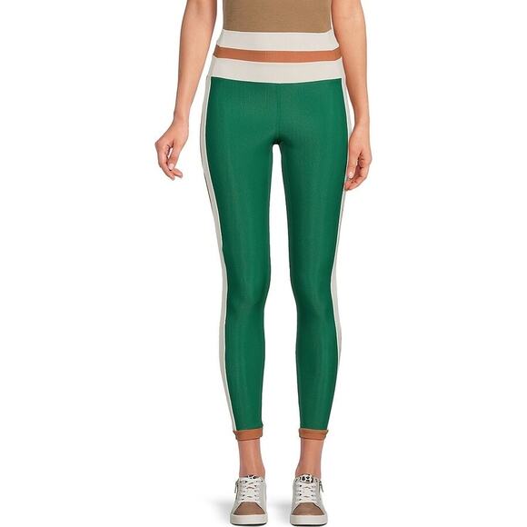 Beach Riot Sport Melinda Colorblock Ribbed Green Mid Rise Leggings Size Medium - Picture 2 of 10